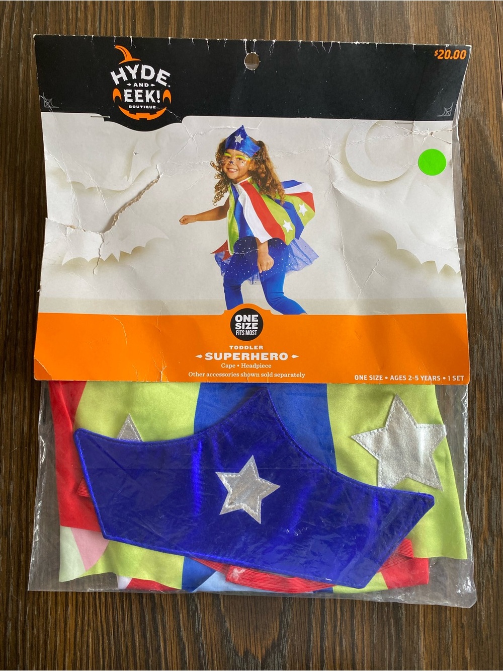 Toddler Superhero Costume Cape & Headpiece - Blue/Multicolor